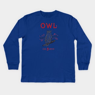 Red Owl Cigar Sign from the Early 20th Century Kids Long Sleeve T-Shirt